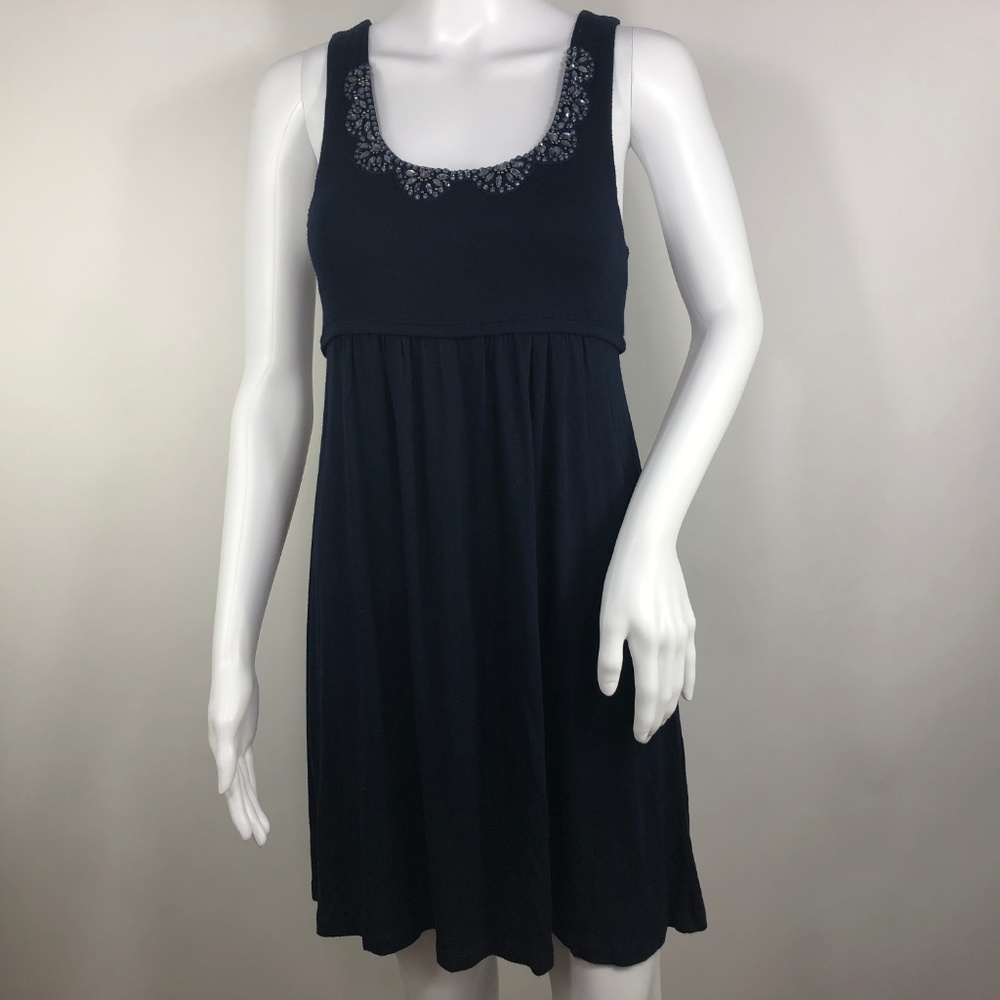 Ann Taylor Loft Navy Blue Empire Embellished Waist